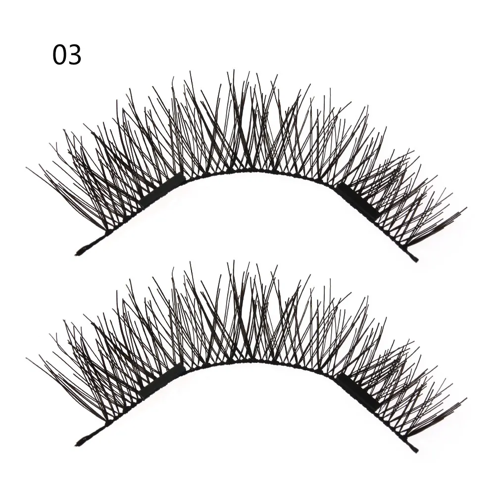 1 пара, Двойные магнитные накладные ресницы, толстые длинные магнитные накладные ресницы, многоразовые, без клея, для наращивания ресниц из шелкового волокна - Цвет: W3