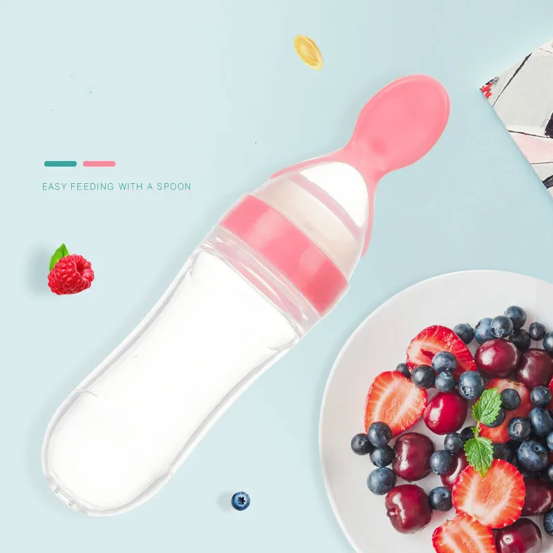 Baby Rice Paste Bottle Training Silicone Milk Squeeze Spoon Children Complementary | Мать и ребенок