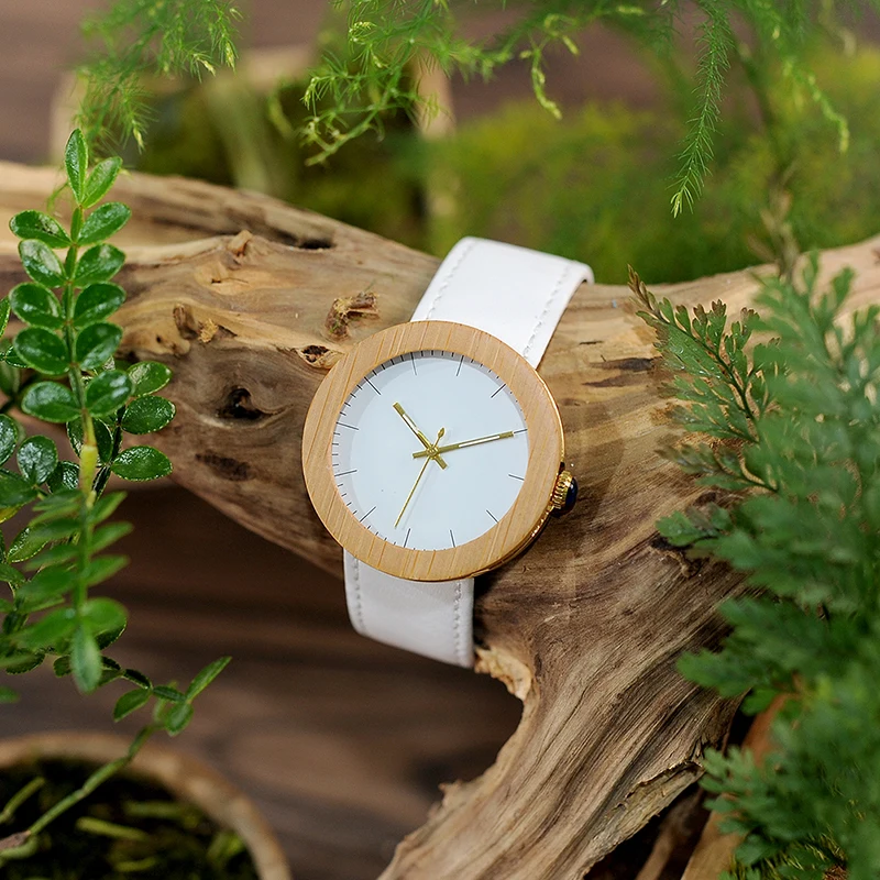BOBO BIRD WJ27 Брендовые женские часы из бамбуковой стали Кварцевые часы из натуральной кожи с деревянной коробкой relojes mujer принимаем OEM