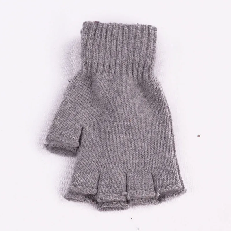 light gray Шерстяные зимние мужские и женские перчатки, вязаные эластичные перчатки без пальцев, теплые перчатки без пальцев - Цвет: light gray