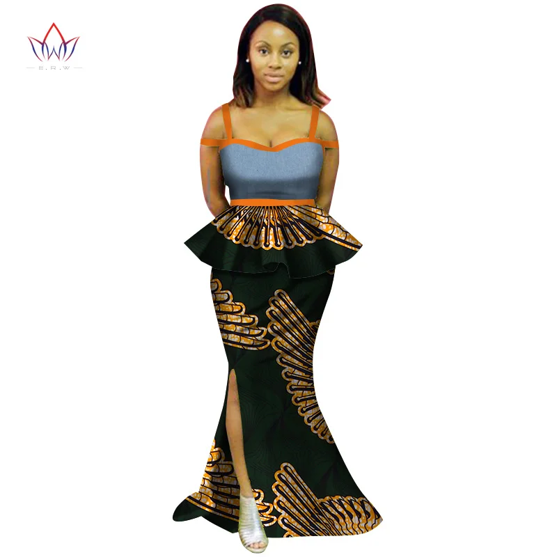 2019 африканская Женская одежда бренд Африканский Vestido 6XL традиционная африканская одежда 2 шт. для женщин юбка комплект ни BRW WY2598