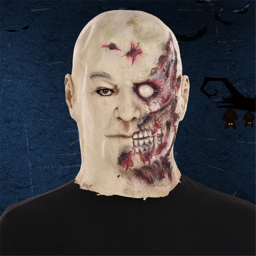 Страшная маска для Хэллоуина Зомби латексная кровавая страшная противная полный костюм маска для лица вечерние косплей реквизит
