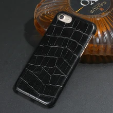Natural Real Genuine Leather Case For iPhone 6 6S 7 Plus 5 5S SE Cell Phone Luxury Cases 3D Crocodile Skin Pattern Back Cover