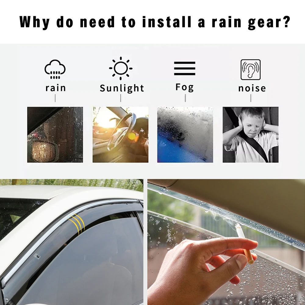 For Honda HR-V 14-18 Window Visor Vent Shade Rain Guard Door Visor HRV Deflector