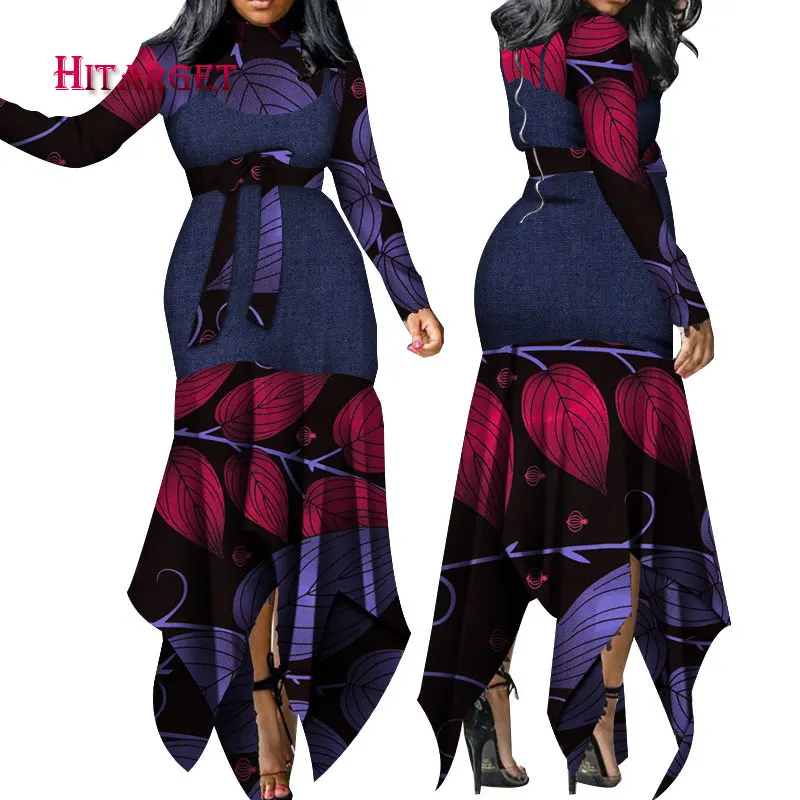 Дашики африканские платья для женщин Базен Riche с длинным рукавом африканские платья Анкара модные элегантные африканские сексуальные платья WY4804