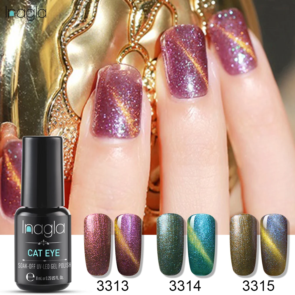 Inagla глаз хамелеона кота лак с блеском для ногтей лак магнитное Отмачивание лака Полупостоянный лак для ногтей гель лак основа