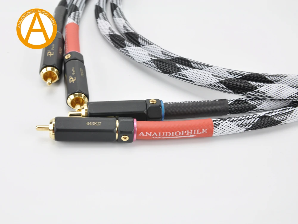 ANAUDIOPHILE HIFI RCA Cable Pair 6N RCA Interconnect Audio Cable Male To Male Phono Plug Preamp Power Amplifier Headphone AMP