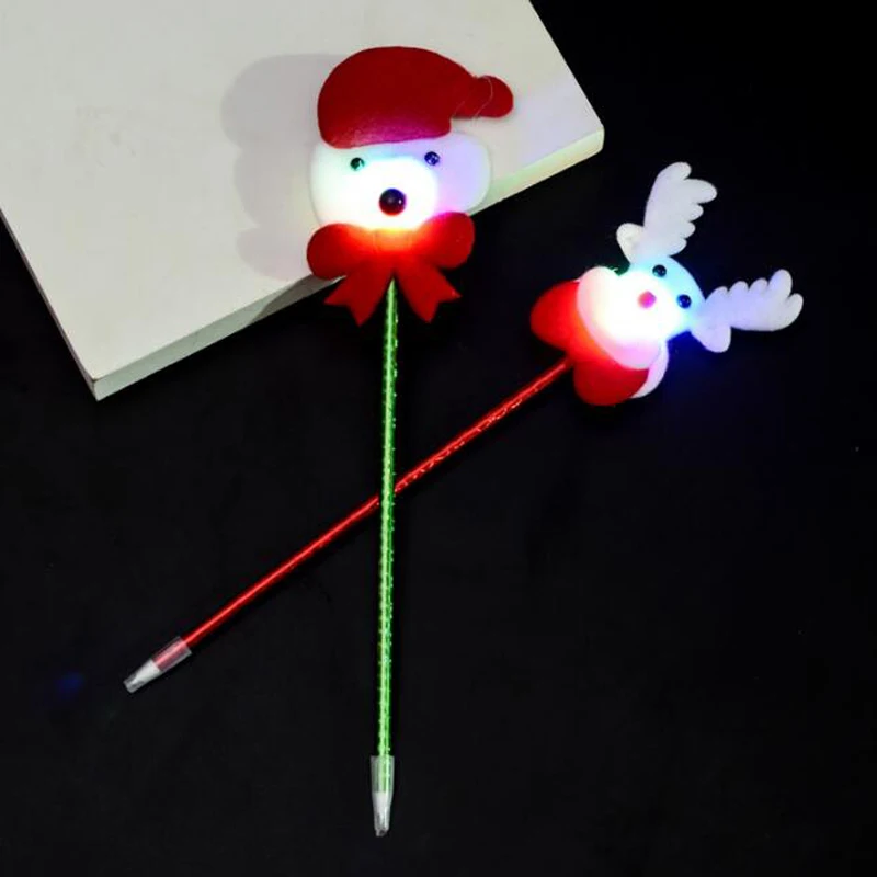 5 шт. плюшевая шариковая ручка Санта Клауса креативная Электронная светодиодная лампа ручка канцелярские принадлежности с рождественской