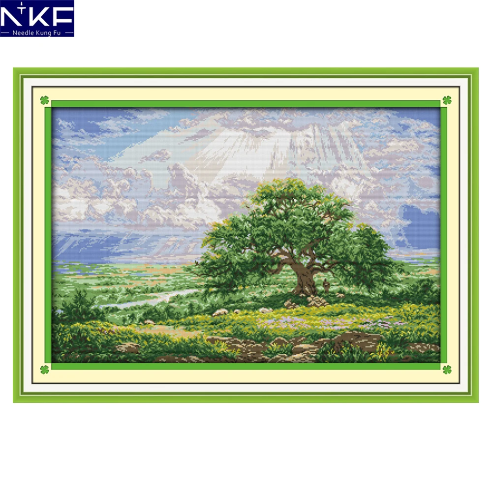 

NKF The wishing tree scenery style needlepoint Christmas stocking kit stamped cross stitch embroidery sets for home decoration