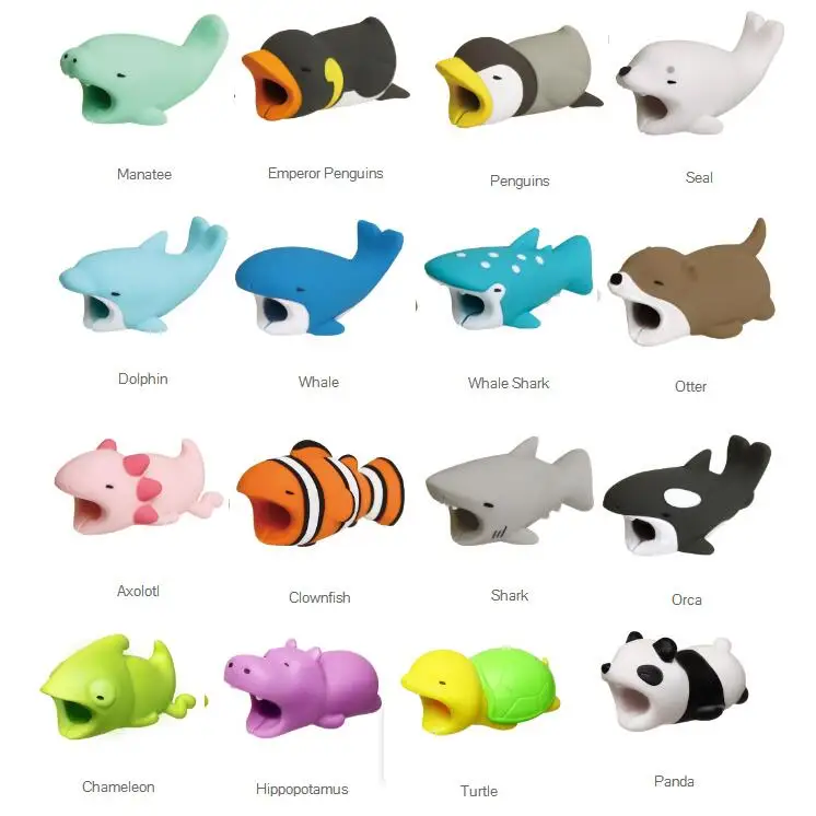 

1 pcs Cable Bite Protector for Iphone cable Winder Phone holder Accessory chompers rabbit dog cat Animal doll model funny