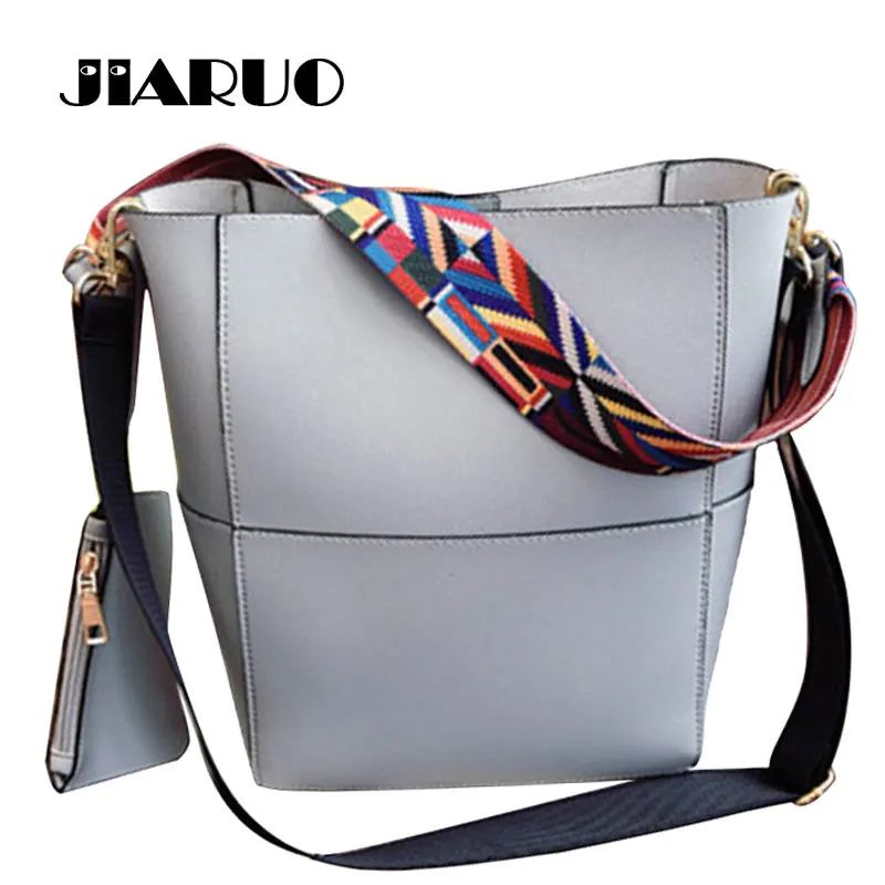 Luxury Brand Designer Bucket beg Women Leather Handbag Large Capacity Wide Strap Shoulder bag ...