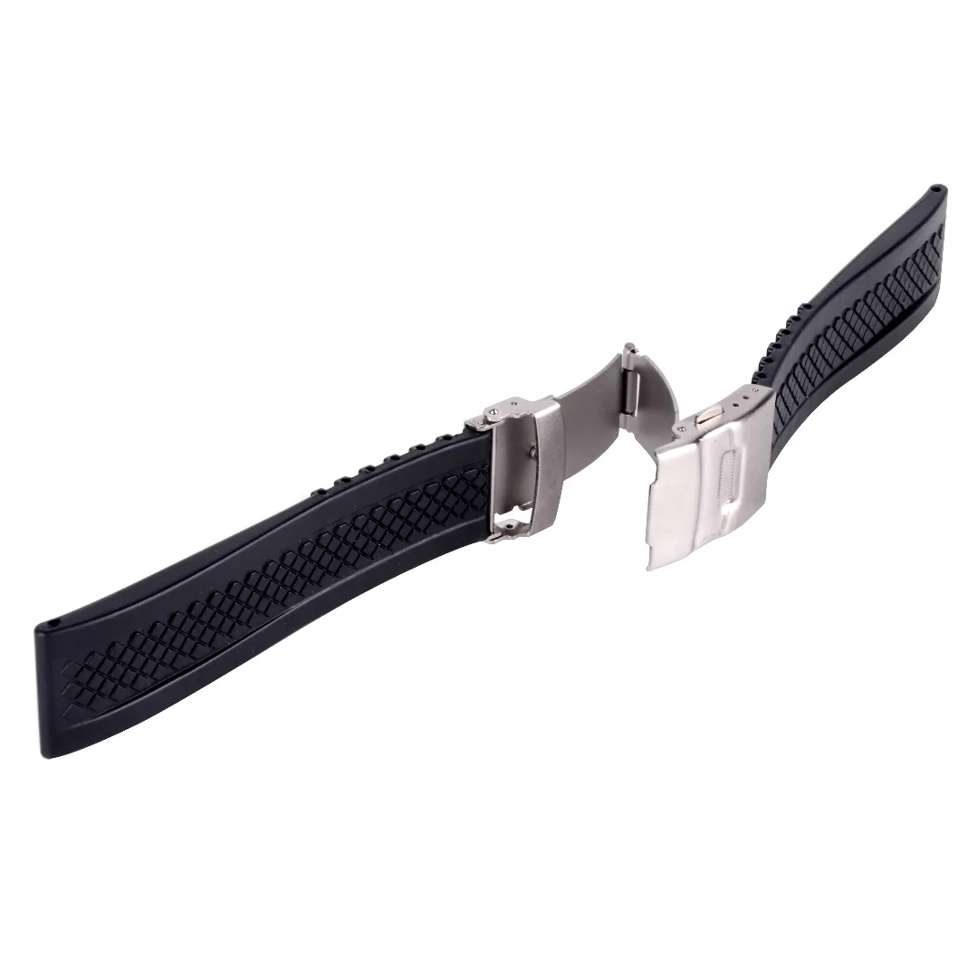 Shellhard 3Styles Sports Watch Band Waterproof Plastic Watch Band 20mm 22mm 24mm Black Watch Strap Deployment Buckle Bracelet
