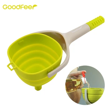 

Goodfeer Foldable Funnel with Filter Handle Collapsible Silicone Portable Easy-pouring Funnel Transferring Liquid Kitchen Tools