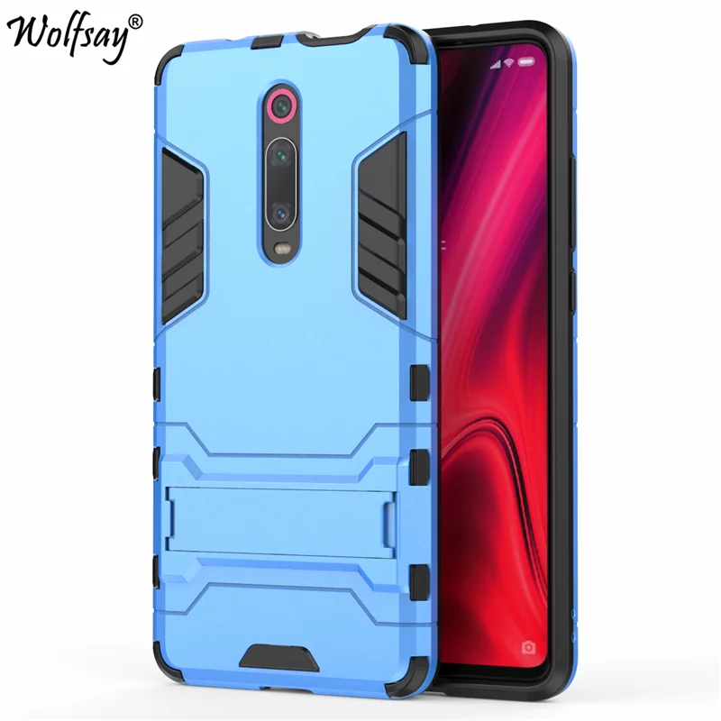 Cover Xiaomi Mi 9T Case 6.39" Shockproof Hybrid Stand Silicone Armor Back Case For Xiaomi Mi 9T Cover Case on Xiaomi Mi9T Mi 9 T - Цвет: Blue