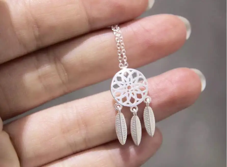 

SMJEL New Ethnic Tassel Dreamcatcher With Feathers Pendant Necklace for Women Gift Bijoux Femme SYXL020