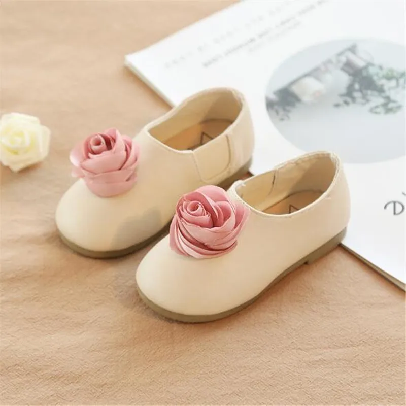 Новые весенние лоферы, детская обувь для девочек, дышащая нескользящая обувь на плоской подошве с цветочным принтом, детская кожаная обувь, повседневная детская обувь принцессы 041 - Цвет: Белый
