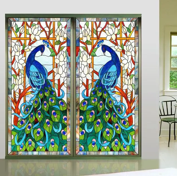 Buy New Design Europen Style Peacock Glass Window Film
