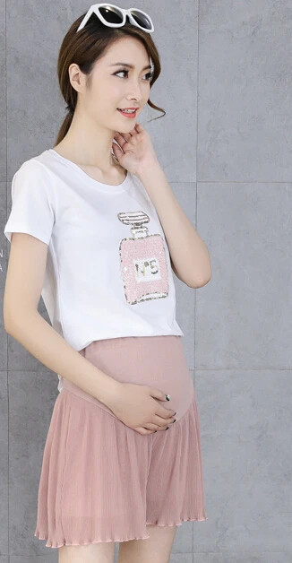 Летнее новое платье для беременных, Корейская версия шорт для беременных женщин, большие размеры, тонкие плиссированные шифоновые брюки