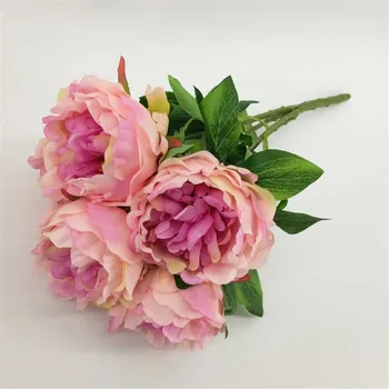 

European Fake Peony Bunch Simulation Peonia Large Flower Head for Wedding Home Showcase Decorative Artificial Flowers