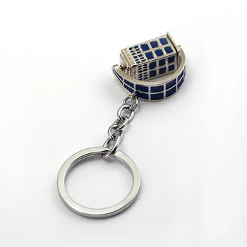 

12pcs/lot Doctor Keychain Rotatable TARDIS Key Ring Holder Metal Fashion Car Bag Chaveiro Key Chain Pendant Movie Jewelry