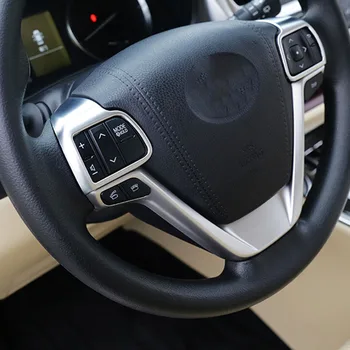 

For Toyota Highlander Kluger 2014-2018 ABS Matte Steering wheel Button frame Panel Cover Trim Car Styling accessories 2pcs