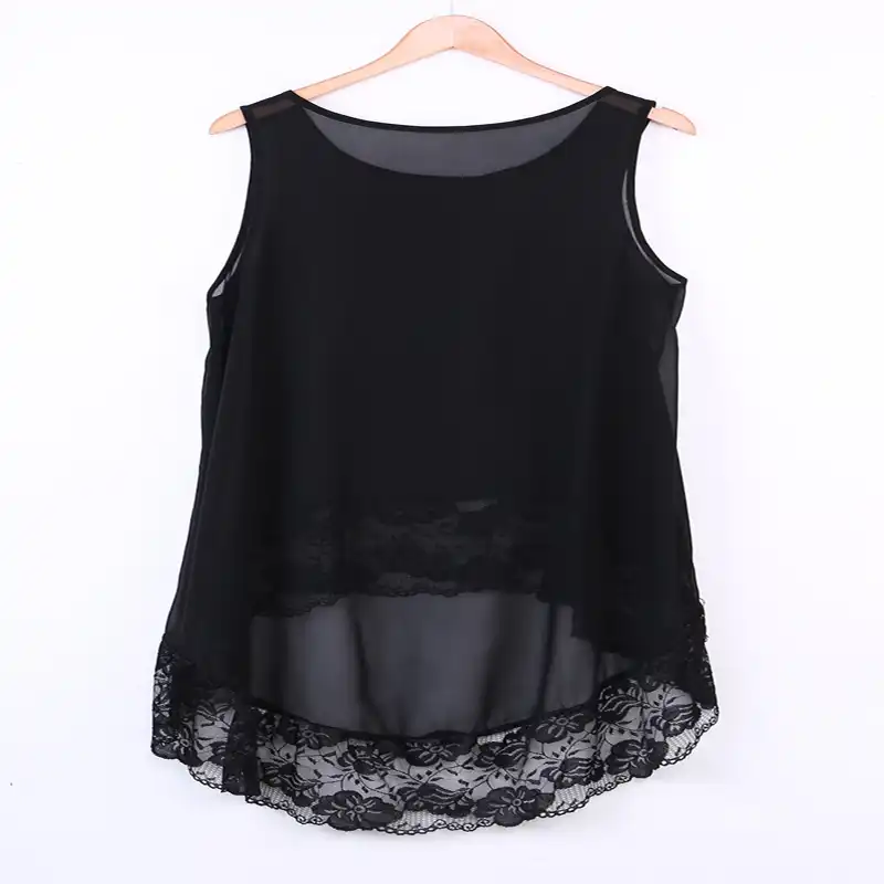 black chiffon vest top