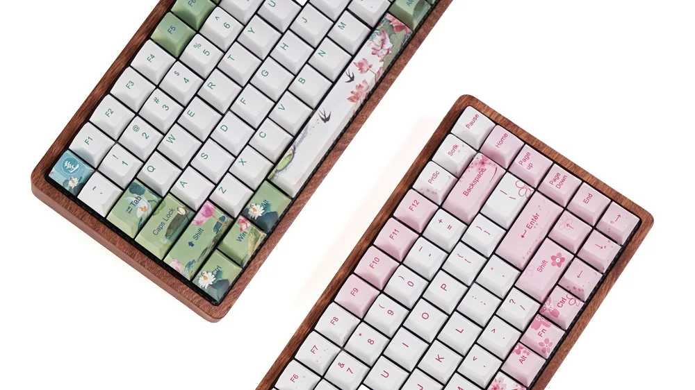 Вишневый профиль краситель Sub Keycap набор толстый PBT пластик бассейн лотоса зеленый