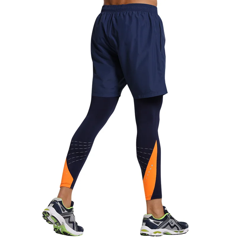 Летние мужские эластичные Стрейчевые штаны для занятий фитнесом, баскетболом и футболом, компрессионные штаны для бега - Цвет: Оранжевый