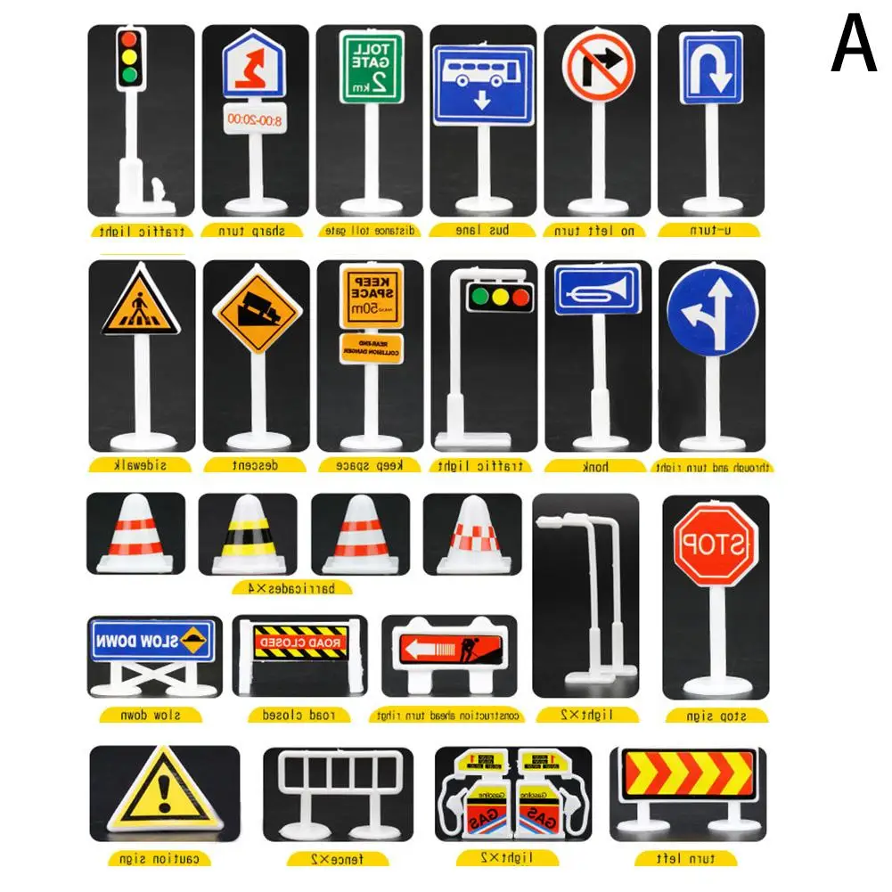 28 шт. детский игрушечный автомобиль аксессуары Дорожные Знаки Дорожный индикатор игрушка автомобиль город парковка карта Дети Обучающие