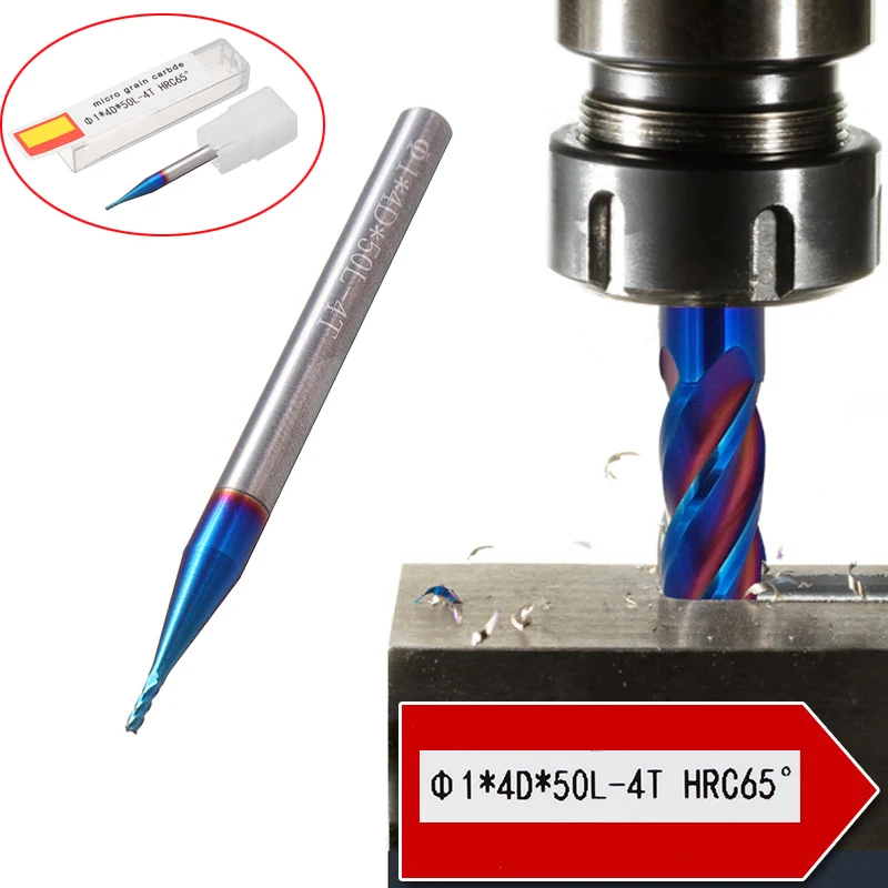 

CAE4-1X4 L50mm HRC65 Alloy Carbide Milling Tungsten Steel Milling Cutter End Mill Carbide End Milling Stainless Steel Cutter New