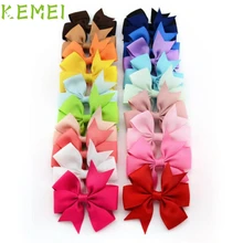 Лучшее предложение Красота Девушка 20 шт. для маленьких девочек лук зажим волос Grosgrain лента бутик шпилька для волос с бантом J12X10