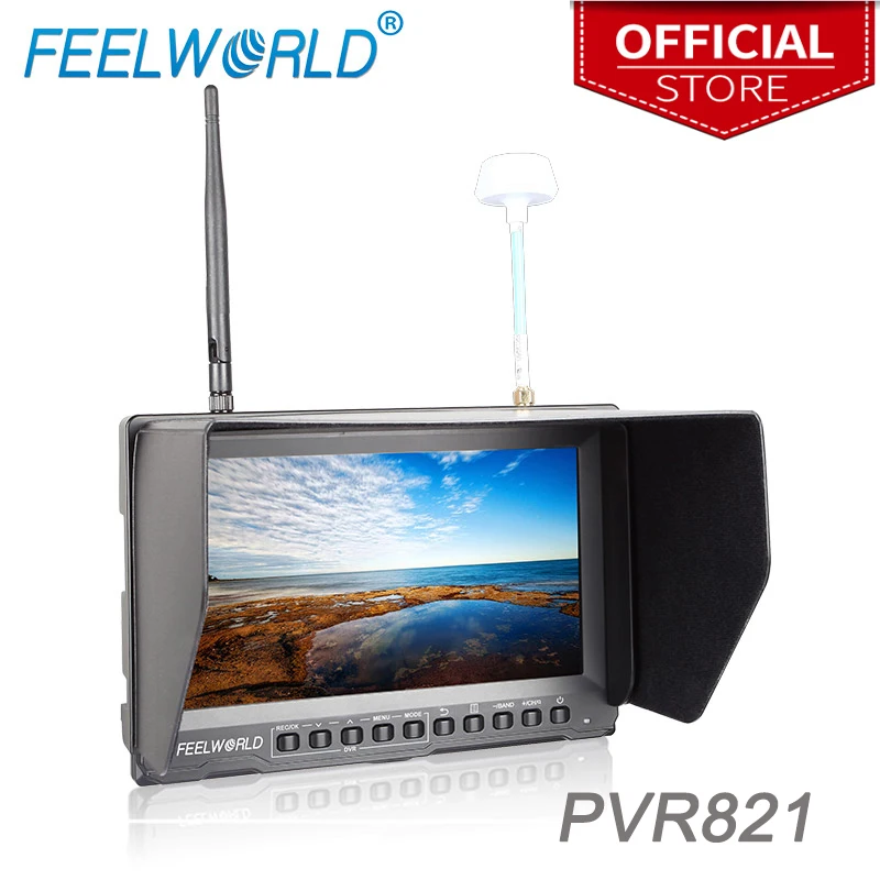 

Feelworld 8 Inch Wireless FPV+DVR Monitor for Drone UAV Gopro with Built-in Battery Dual 5.8G 40CH Diversity Receiver PVR821
