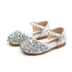 Горячая с перламутровым блеском принцесса обувь для девочек новые детские вечерние свадебные сандалии сандали для девочек обувь для весна
