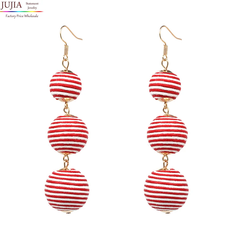 11 Colors JUJIA 2017 Pom Crispin Ball Drop Earrings Jewelry Fashion Women Statement Tassel Dangle For Women|dangling earrings for women|dangle drop