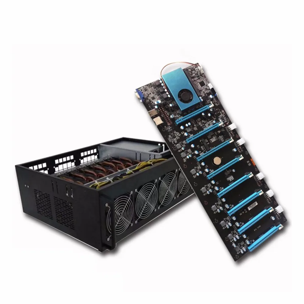 

Professional Mining Machine Systems 8PCI-E 4GB DDR4 M.2 60G SSD RJ45 Gigabit VGA USB2.0 BTC IC6S Board With 4 Fans