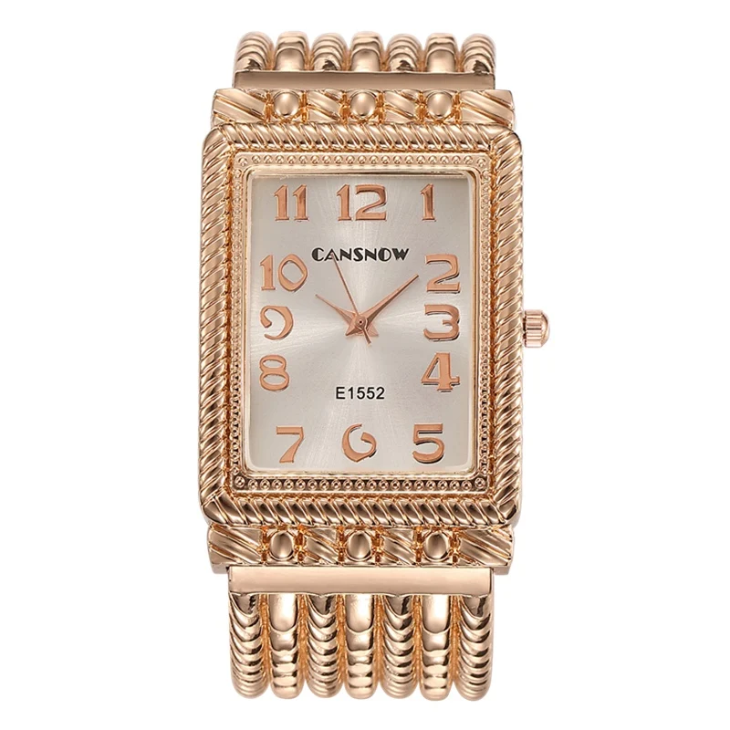 Reloj De Mujer Топ Женская мода Бизнес платье Роскошные наручные часы Прямоугольные широкие стальные цепи ремешок женские кварцевые часы - Цвет: Розовый