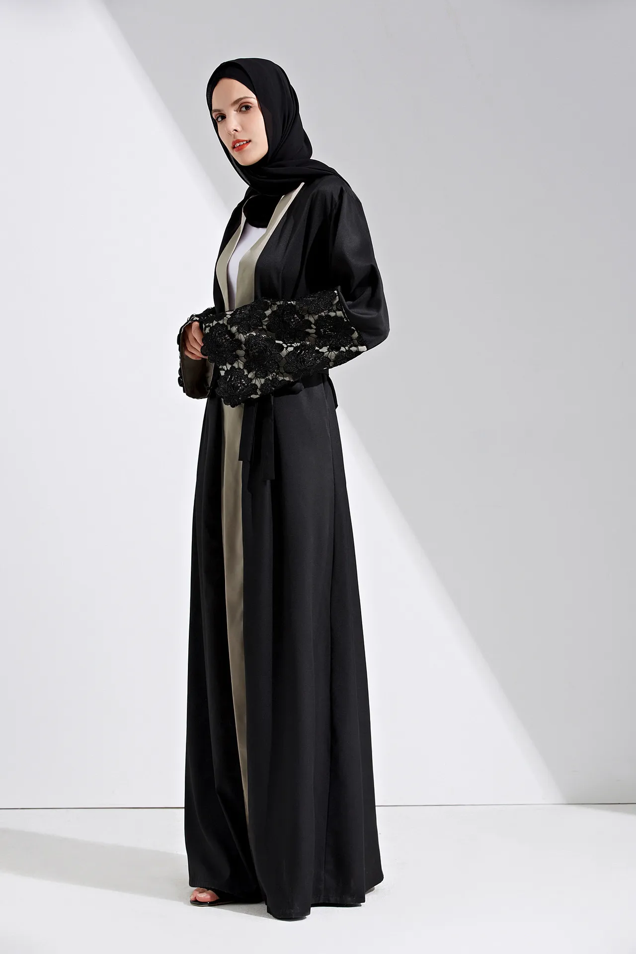 cardigan abaya online | black open abaya with belt | new abaya design
