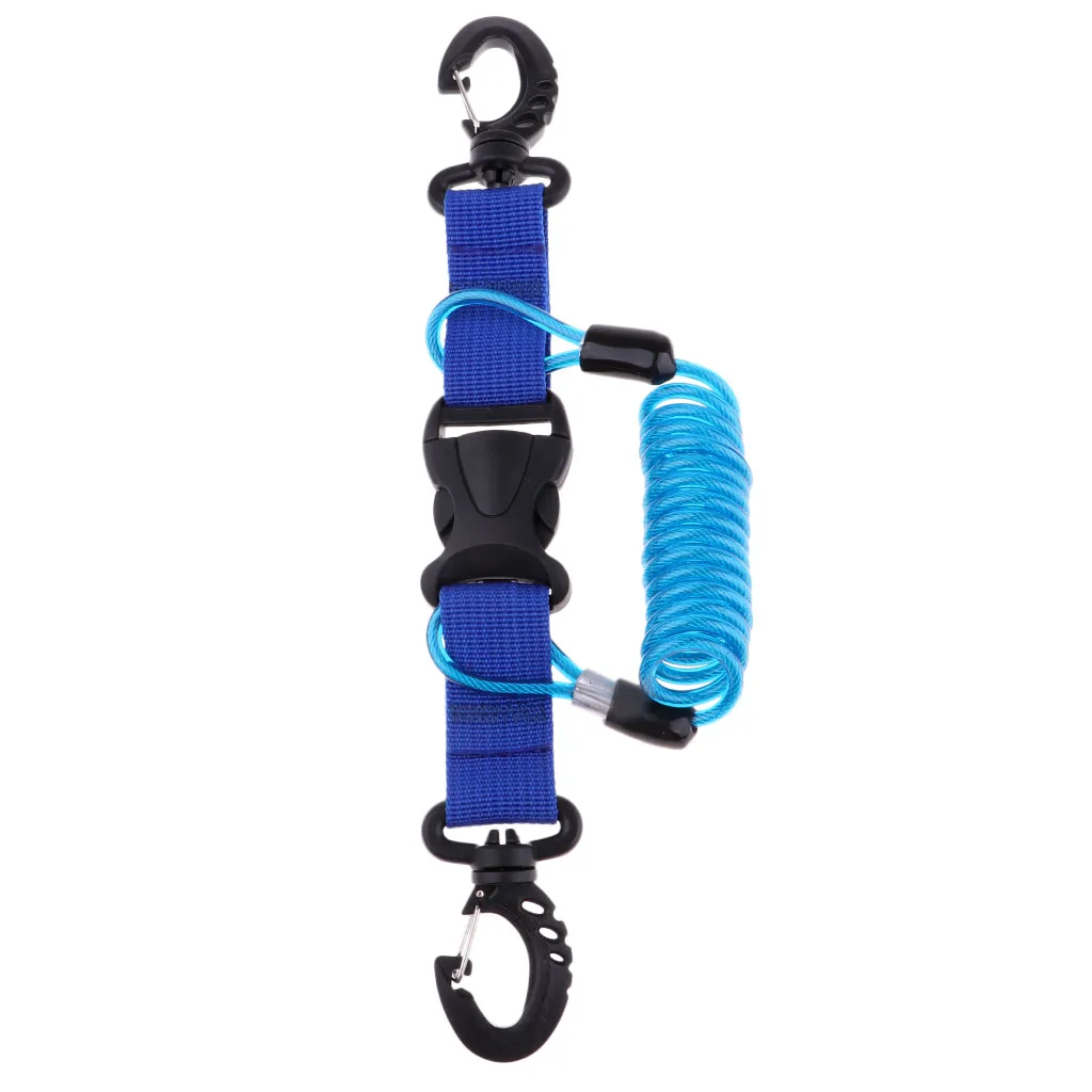 Stainless Steel Scuba Diving Lanyard  Spring Coiled Lanyard with Quick Release Buckle for Underwater Cameras Lights Torch 