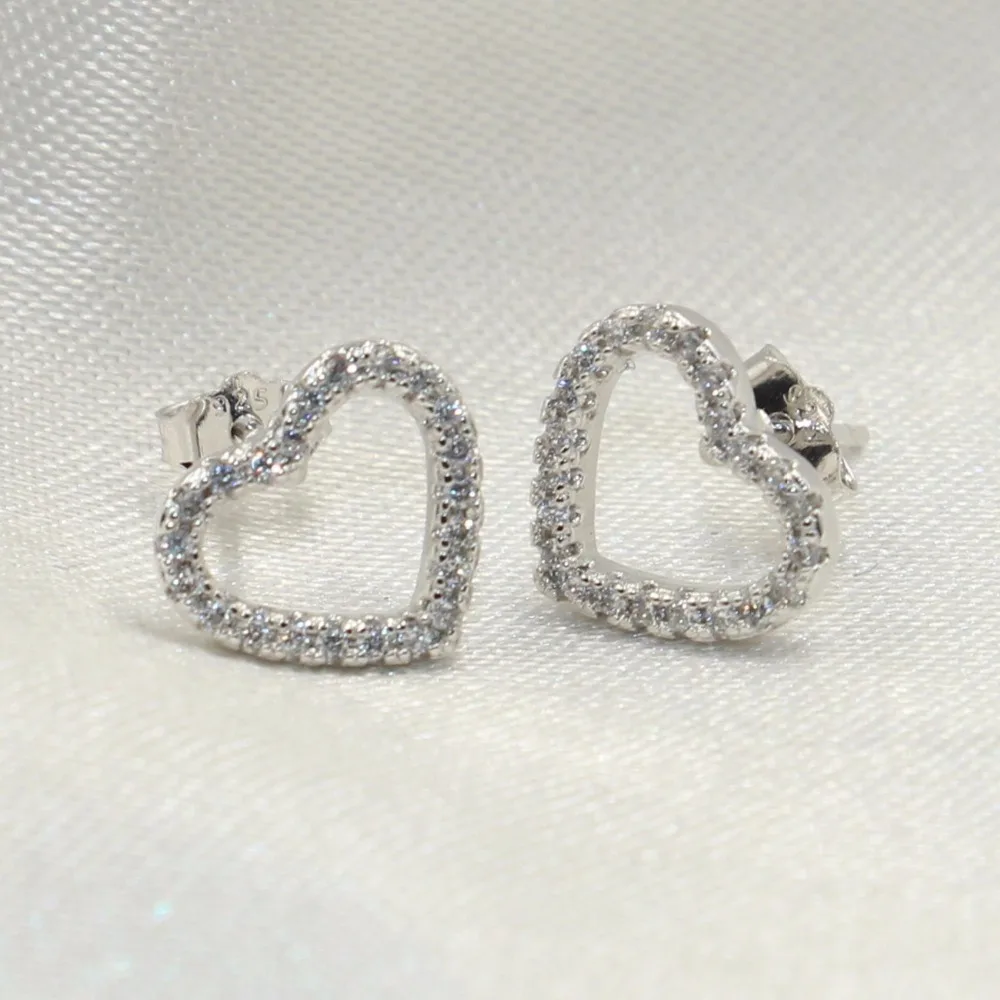 Cute Heart Earring For Women New Arrival Luxury Jewelry Pave White