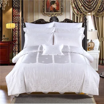 

IvaRose 2017 Luxury AB side bedding set white lace duvet cover sets wedding style bed linen bedclothes
