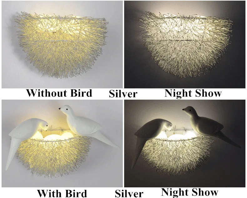 Птичье гнездо светодиодный настенный светильник Детская Спальня Кабинет Ресторан украшение новинка настенный светильник Птицы Искусство