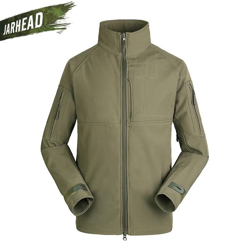 TAD командор Акула кожа софтшелл Куртки для мужчин Спорт на открытом воздухе армейская тактическая куртка ветрозащитная Водонепроницаемая теплая альпинистская походная куртка - Цвет: Армейский зеленый