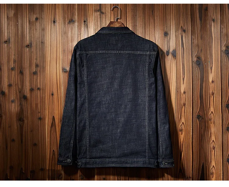 Черные мужские джинсы куртка Верхняя одежда Демисезонный Большие размеры M-4XL 5XL 6XL 7XL 8XL макс грудь 140 см