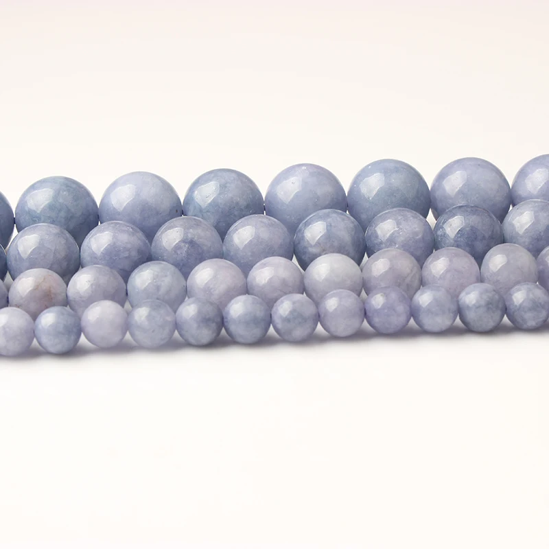 

LanLi 6/8/10/12mm natural Jewelry blue Aquamarines stones loose beads DIY Men and women bracelet necklace Earings Accessories