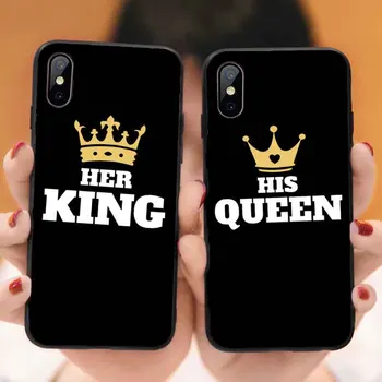 

Couples Her King His Queen Phone Case For iphone XS Max XR XS Case For iphone 5S 6 6s 7 8 plus Back Cover Luxury Soft Cases Capa