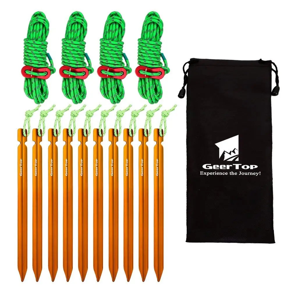 8 Pack Outdoor Camping Tent Stake Pegs and Guylines Guy Rope Lightweight Rope