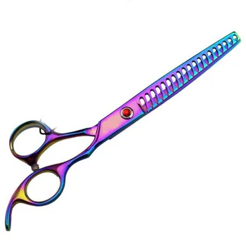 

Professional Rainbow Stainless Steel Shark Teeth Pet Thinning Scissor Dog Cat Hairdressing Style Groomer Clipper Shear Tool