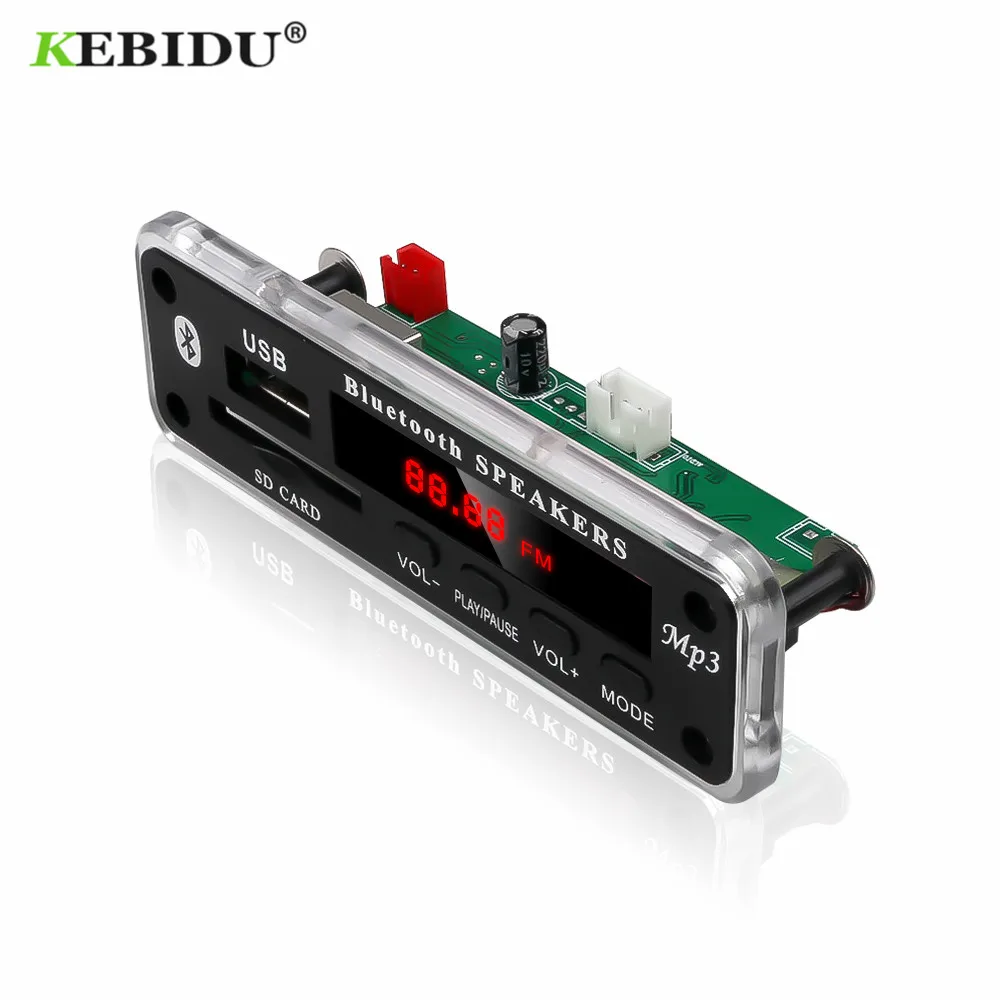 KEBIDU беспроводной Bluetooth 5 в 12 В MP3 WMA декодер плата аудио модуль Поддержка USB SD AUX FM аудио радио модуль для автомобиля аксессуары|MP3-плееры|   | АлиЭкспресс