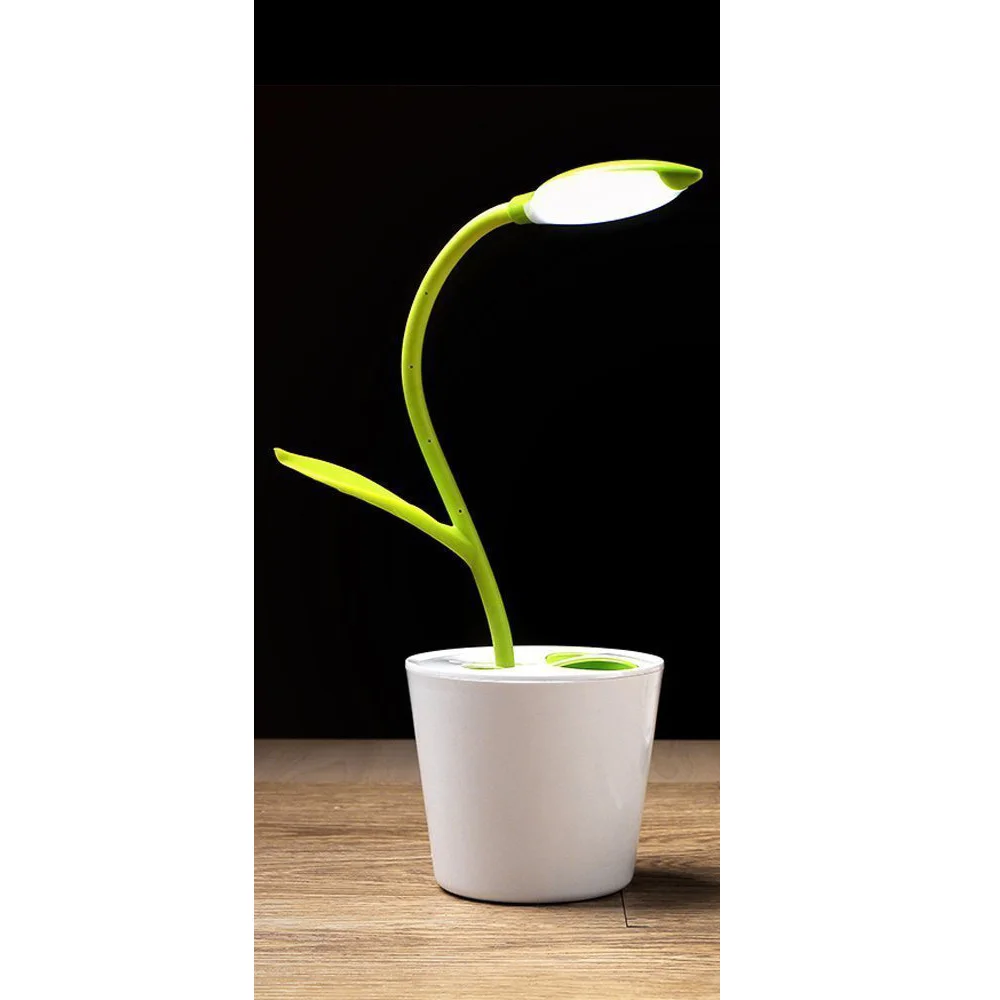 Creative USB LED Desk Lamp Sapling Pencil Container Design Touch sensitive Switch Flexible Gooseneck 3 Brightness