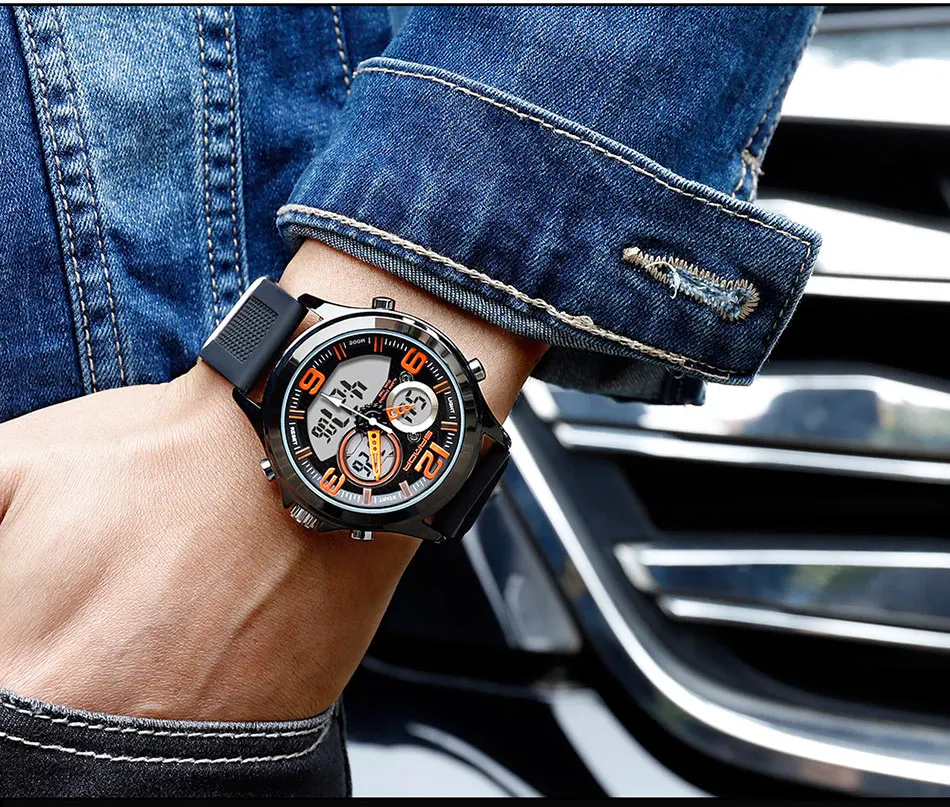 Мужские часы бренд SANDA спортивный дайвинг светодиодный дисплей наручные часы модные повседневные с резиновым ремешком часы мужские Montre Homme Relogio#793